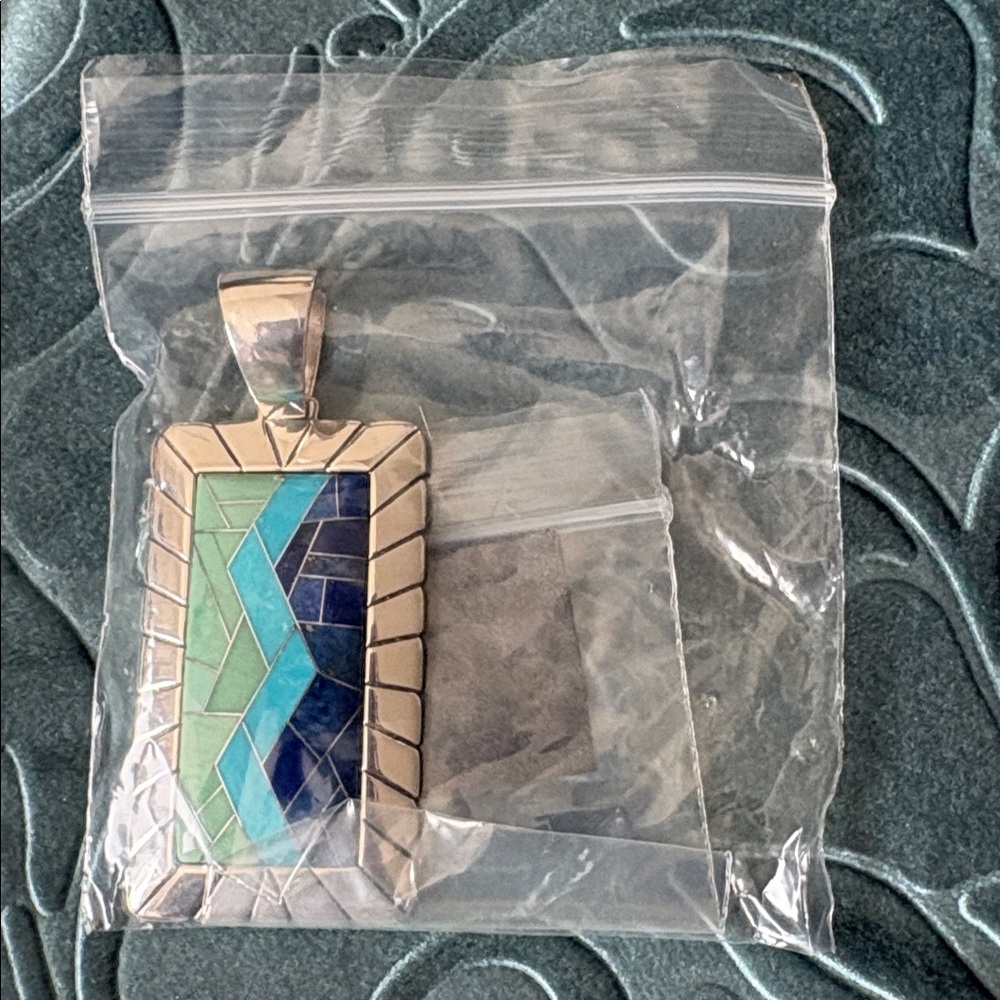 NWOT Carolyn Pollack of Sincerely Southwest-Silver/Turquoise/BlueLapis Pendant - Picture 13 of 13